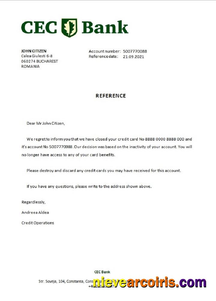 Romania CEC Bank closure reference